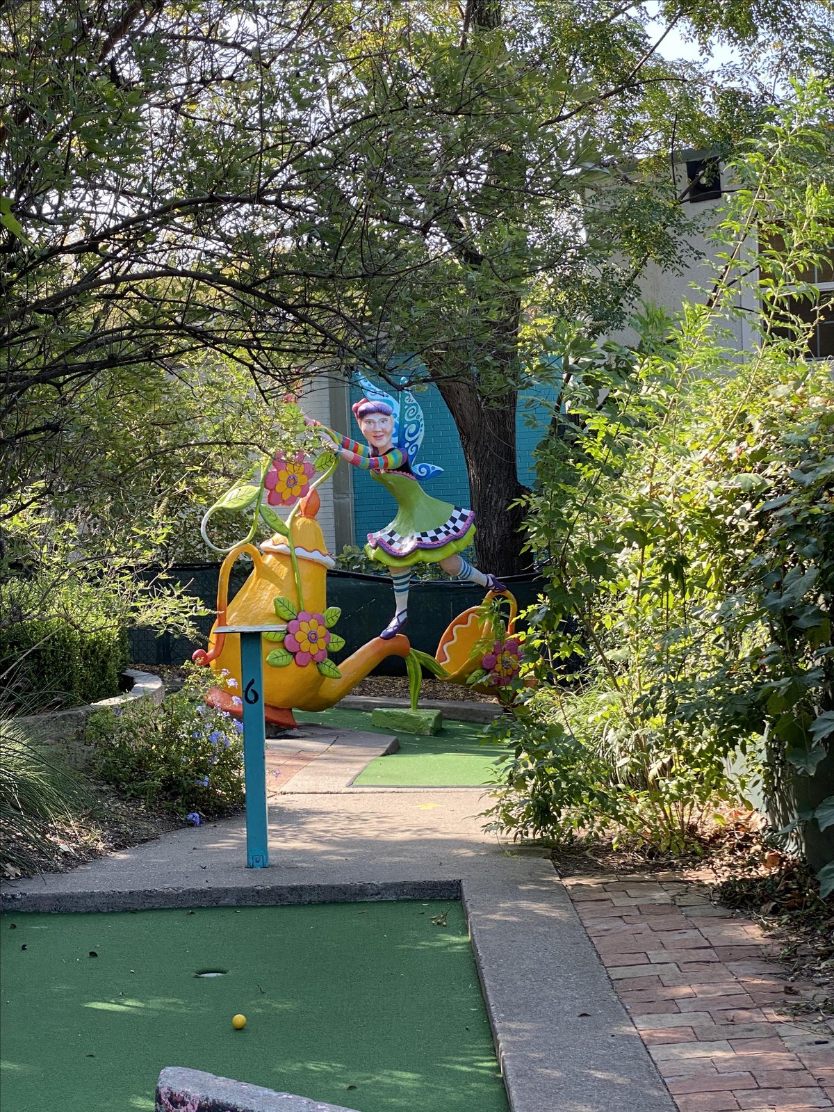 A sculpture at Peter Pan Mini-Golf, a pet-friendly activity in Austin, TX.