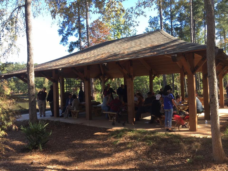Picture of the dog-friendly pavilion at Grace Street Park in Greenwood, SC. Photo by @gracestreetpark.