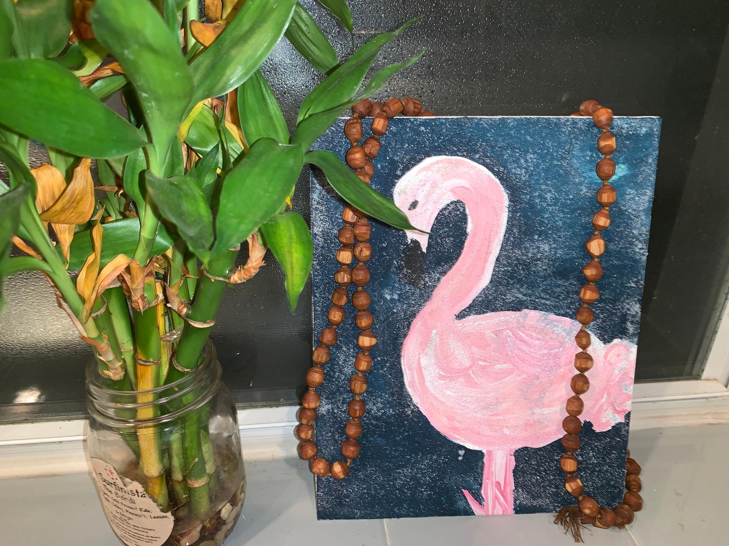 Pet Friendly Salted Flamingos on Canvas