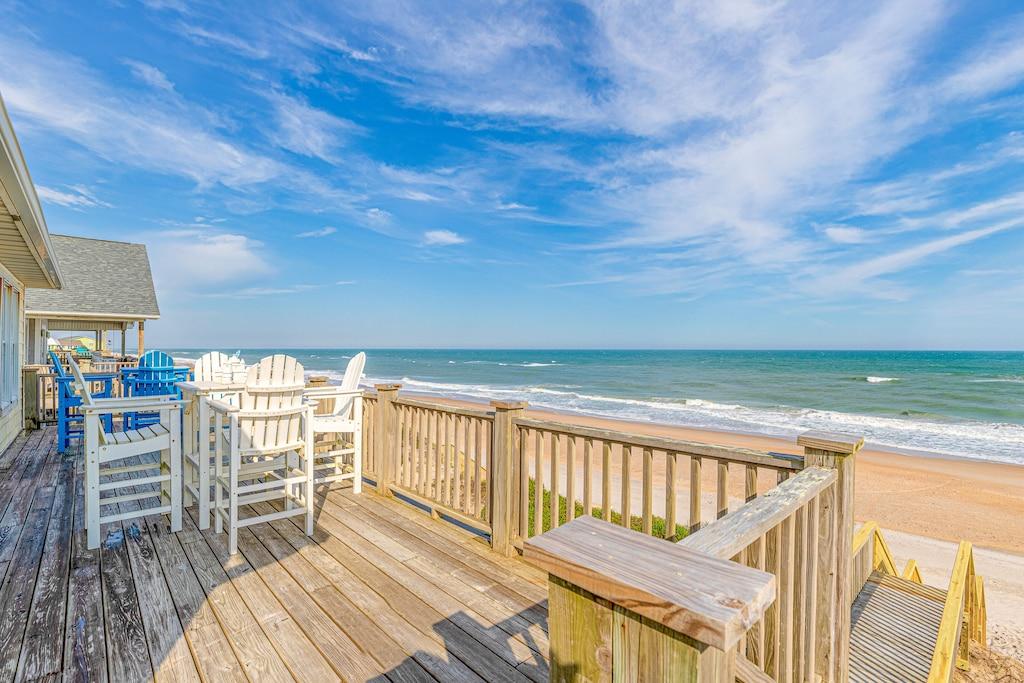 Pet Friendly Beachfront Home with Ocean Views & Deck