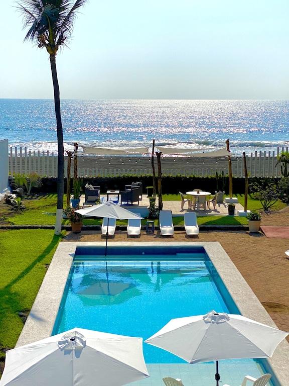 Pet Friendly Huge Beachfront Gated Hacienda Villa with Pool