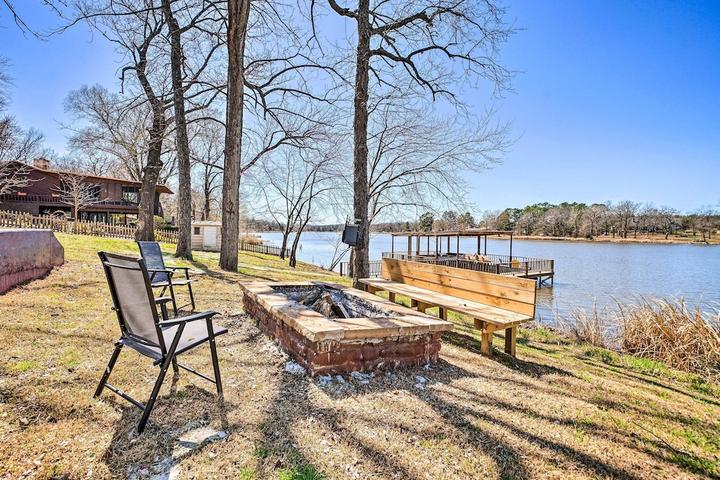 Pet Friendly Lakefront Fort Towson Home with Private Dock