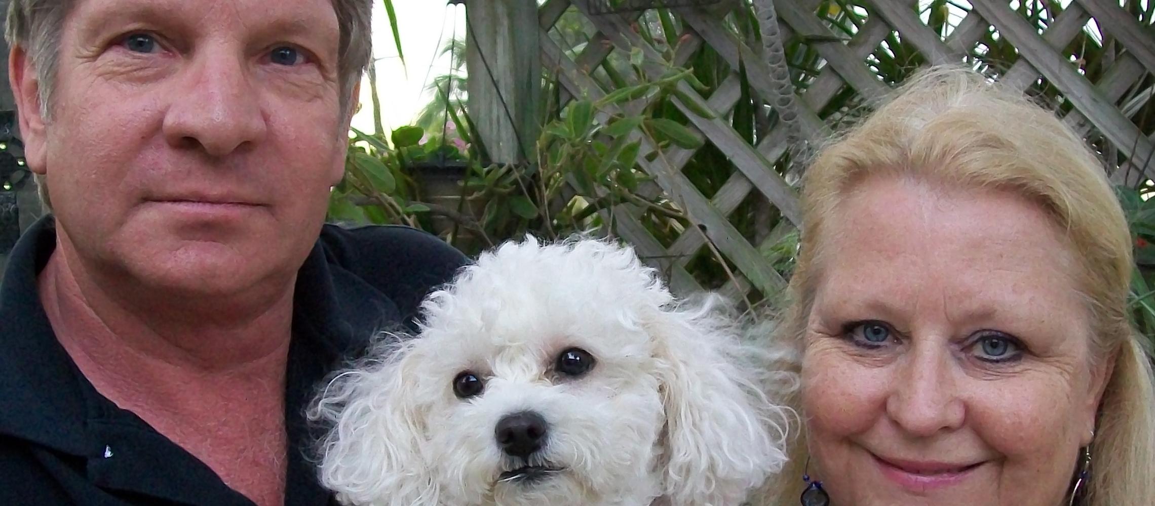 Owners and Master Dog Trainers of Home Dog Training of South Florida. Bruce and Robin Edwards have five rescue dogs as part of their family. Here, we see their toy poodle, Tricia. Even though she may be small, she rules the roost over the others. Owners and Master Dog Trainers of Home Dog Training of South Florida. Bruce and Robin Edwards have five rescue dogs as part of their family. Here, we see their toy poodle, Tricia. Even though she may be small, she rules the roost over the others.