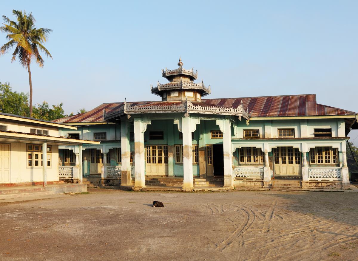 Buddhist Monastery with Dog Sleeping