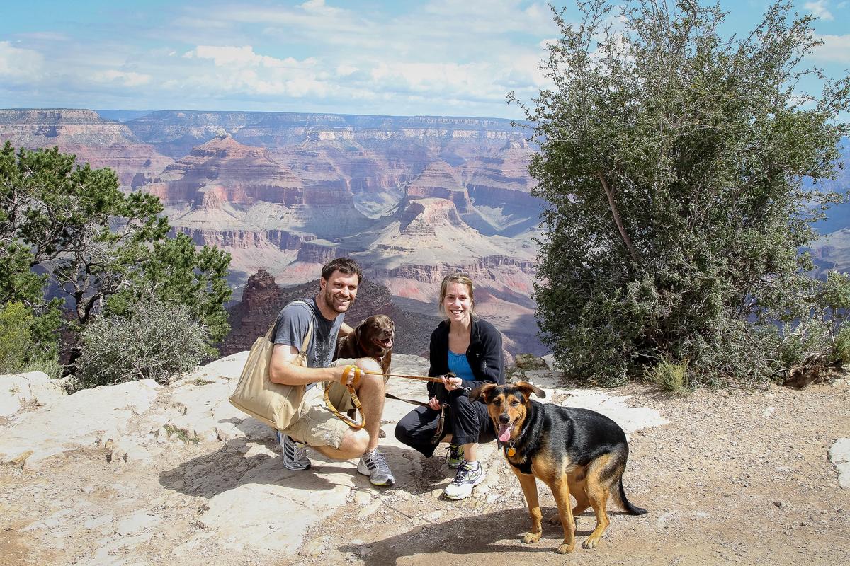 Couple with Dogs at the Grand Canyon
