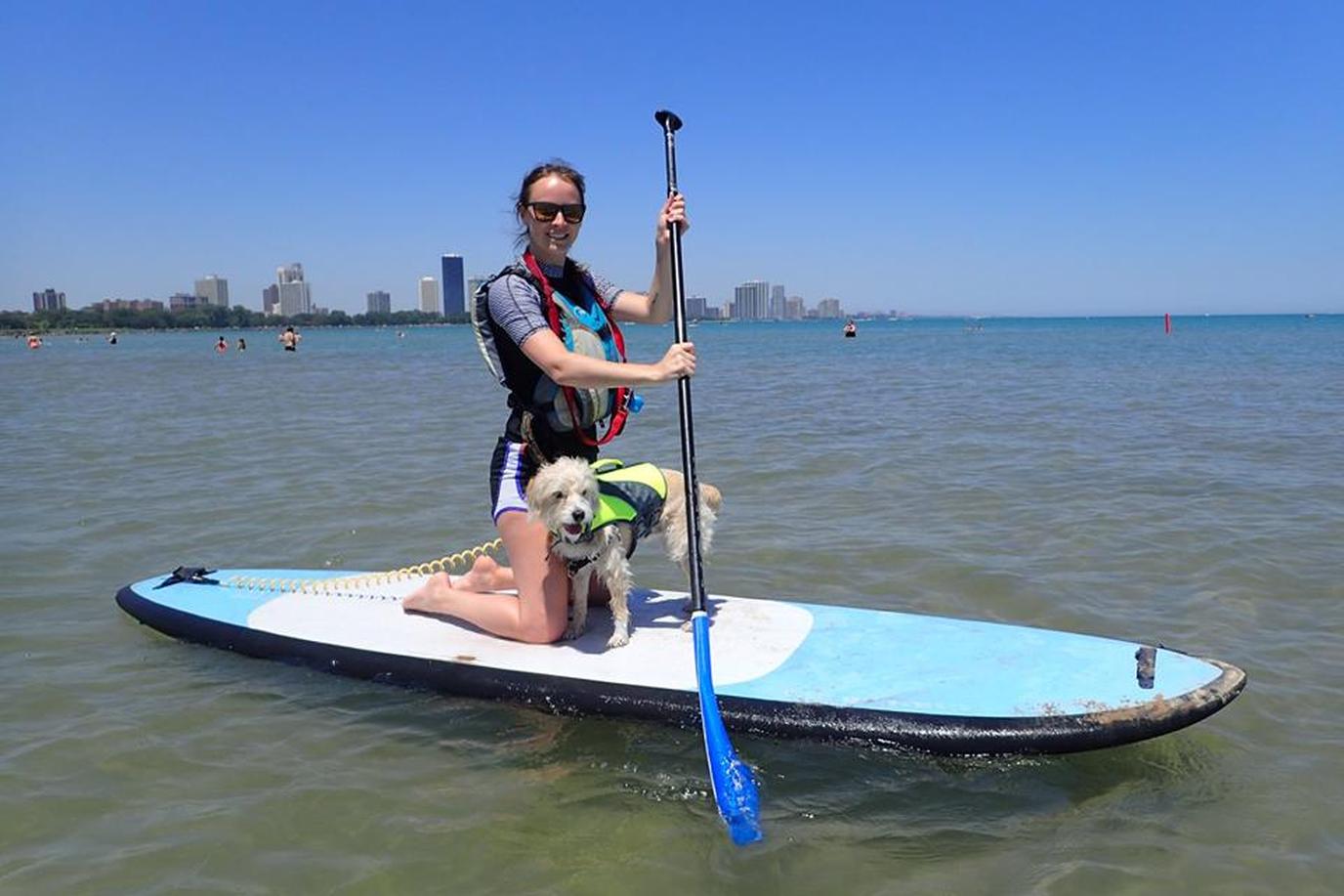 Epic Yoga Flow teaches dog-friendly paddleboard classes in Chicago. Take a dog-friendly paddleboard class in Chicago.