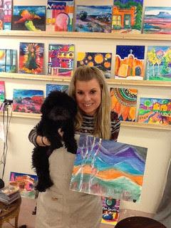 Woman Painting Class With Dog