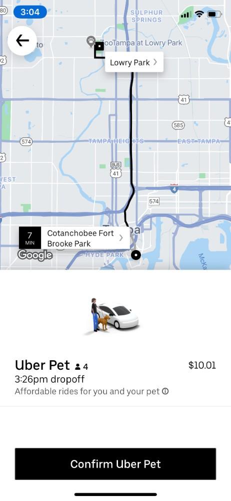 Taking pets shop on uber