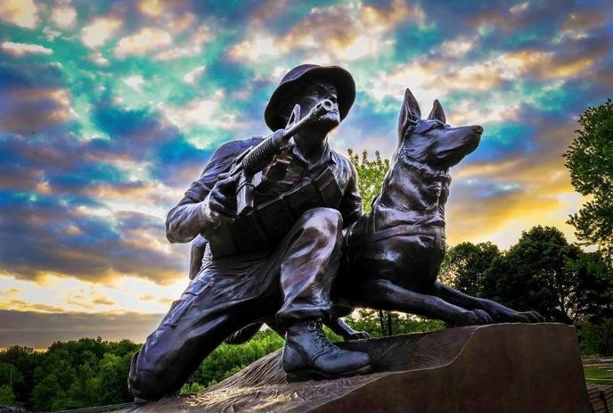 The Military Working Dog Tribute, part of Highground Veterans Memorial Park in Neillsville, WI. The Military Working Dog Tribute is part of the 155-acre Highground Veterans Memorial Park.