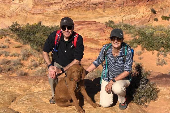 Dog poses in Kanab, Utah.