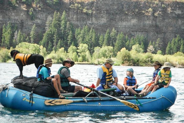 A dog goes rafting in Wyoming.