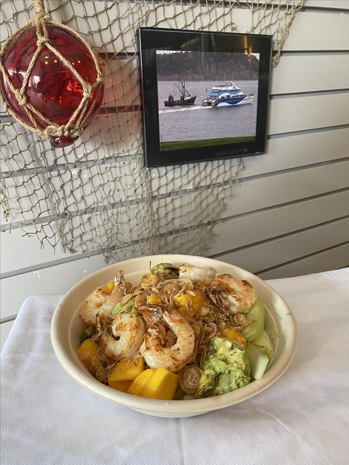 The shrimp poke bowl from Aloha in Bar Harbor, Maine, is a crowd pleaser.