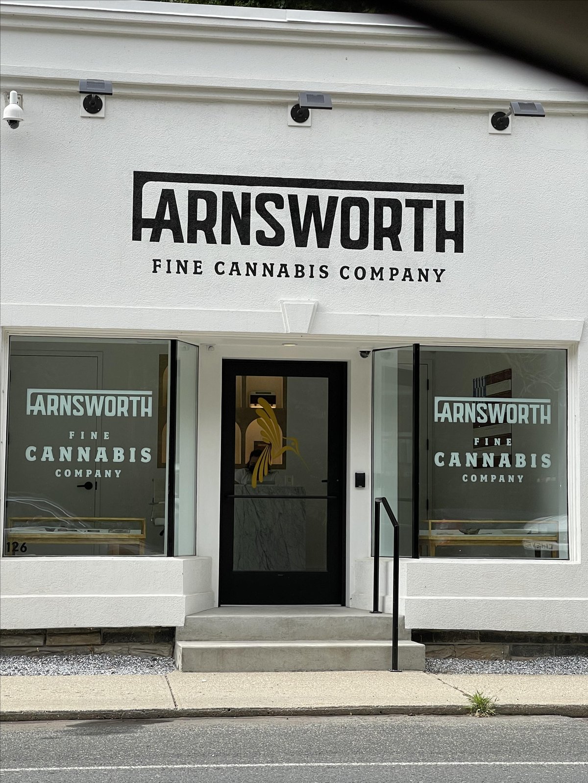 Photo of the exterior of Farnsworth Fine Cannabis Company, a dog-friendly shopping opportunity in Great Barrington, MA.