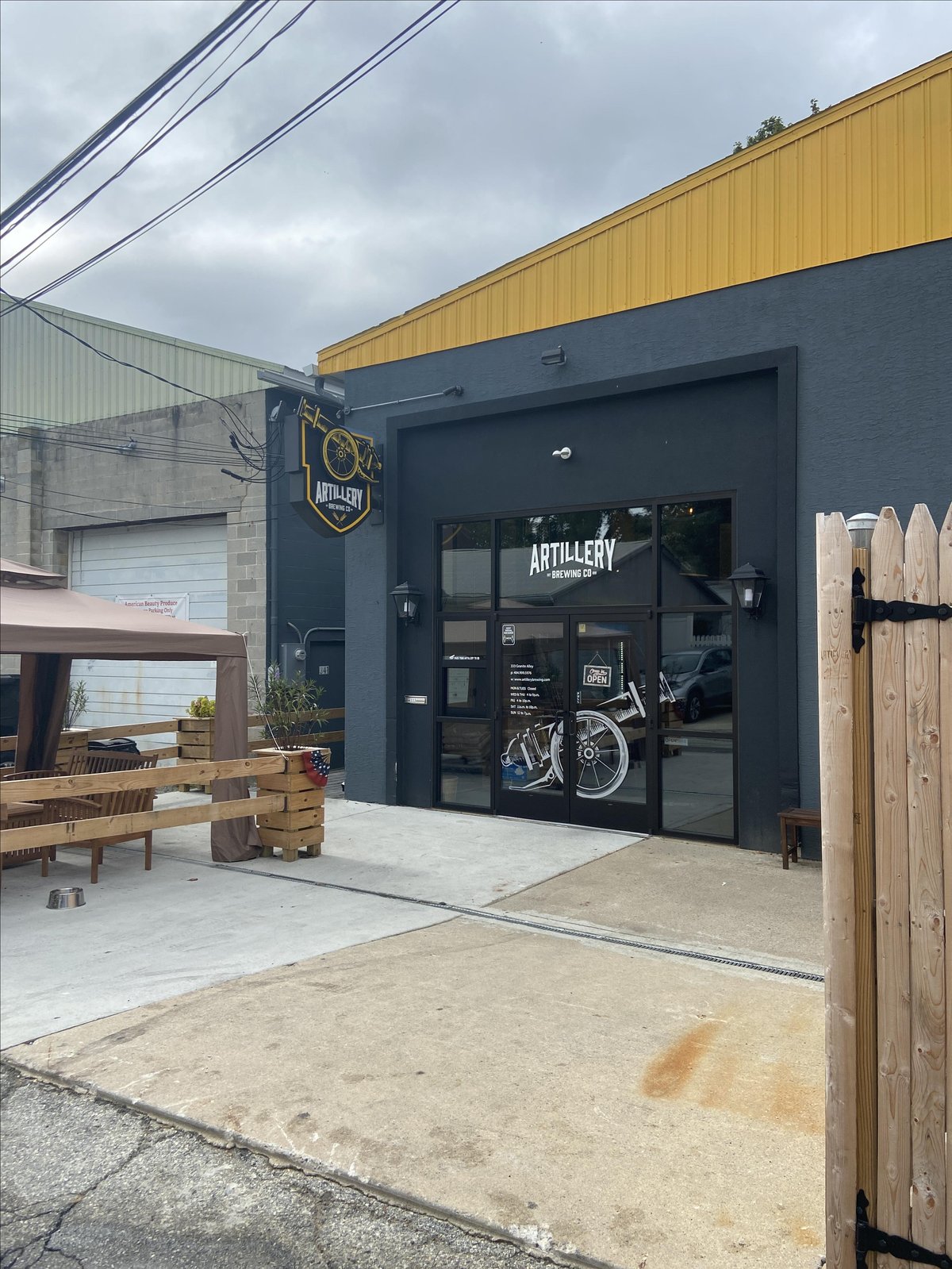 Picture of the exterior of Artillery Brewing, a dog-friendly venue in West Chester, PA.