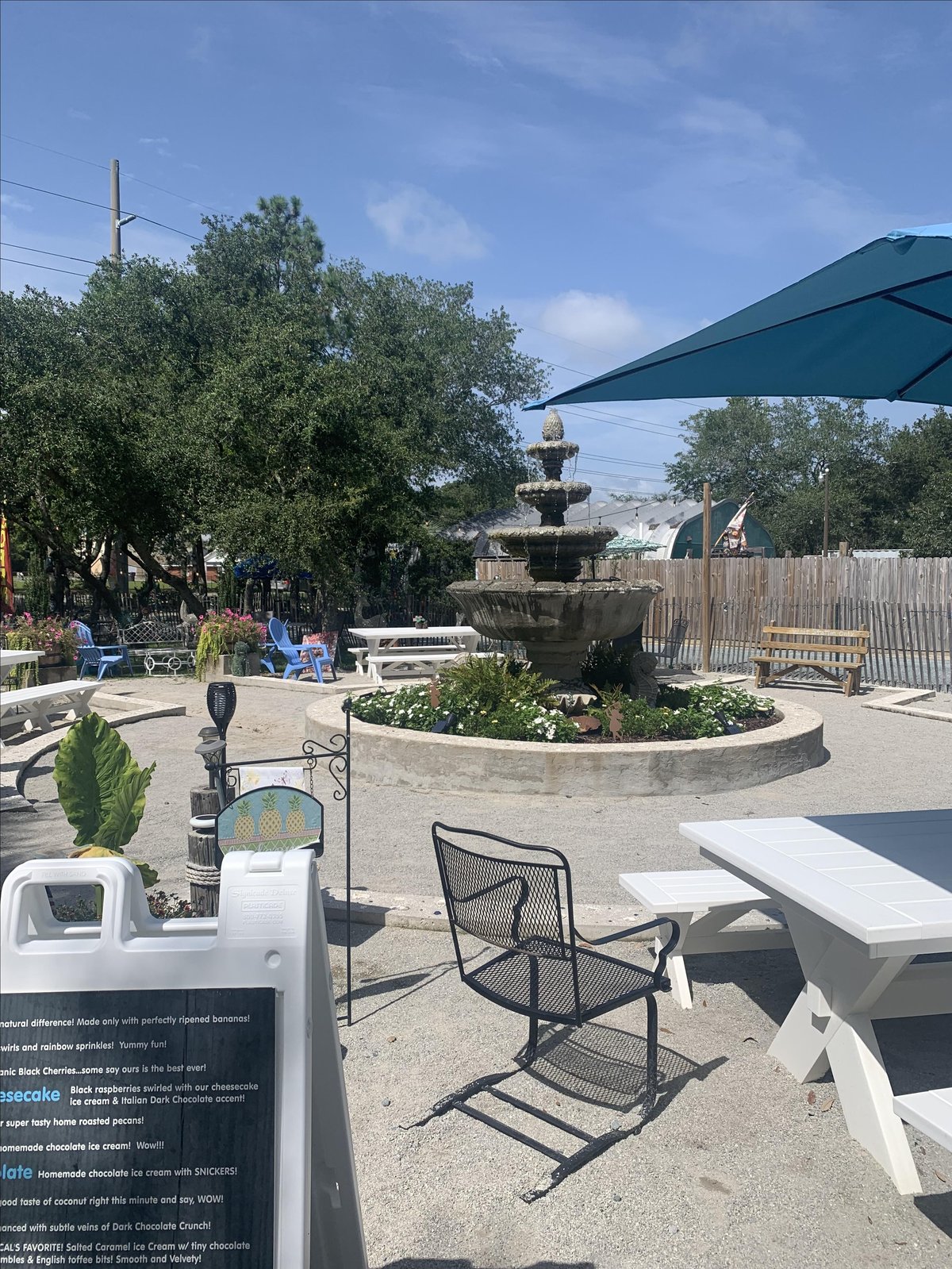 Enjoy homemade ice cream on the dog-friendly patio at Saltwater Shanty in Holden Beach, NC.