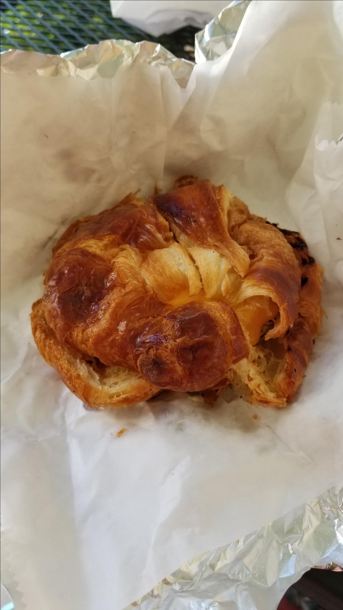 Picture of a breakfast croissant from Before & After, a pet-friendly eatery in Sperryville, VA.