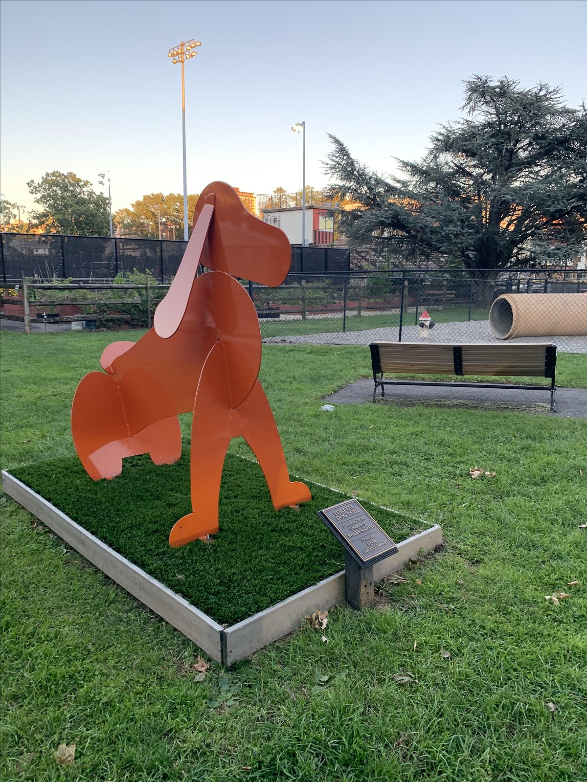 Photo shows the pet-friendly enclosed area at Fort Lee Dog Park, located in Fort Lee, NJ.