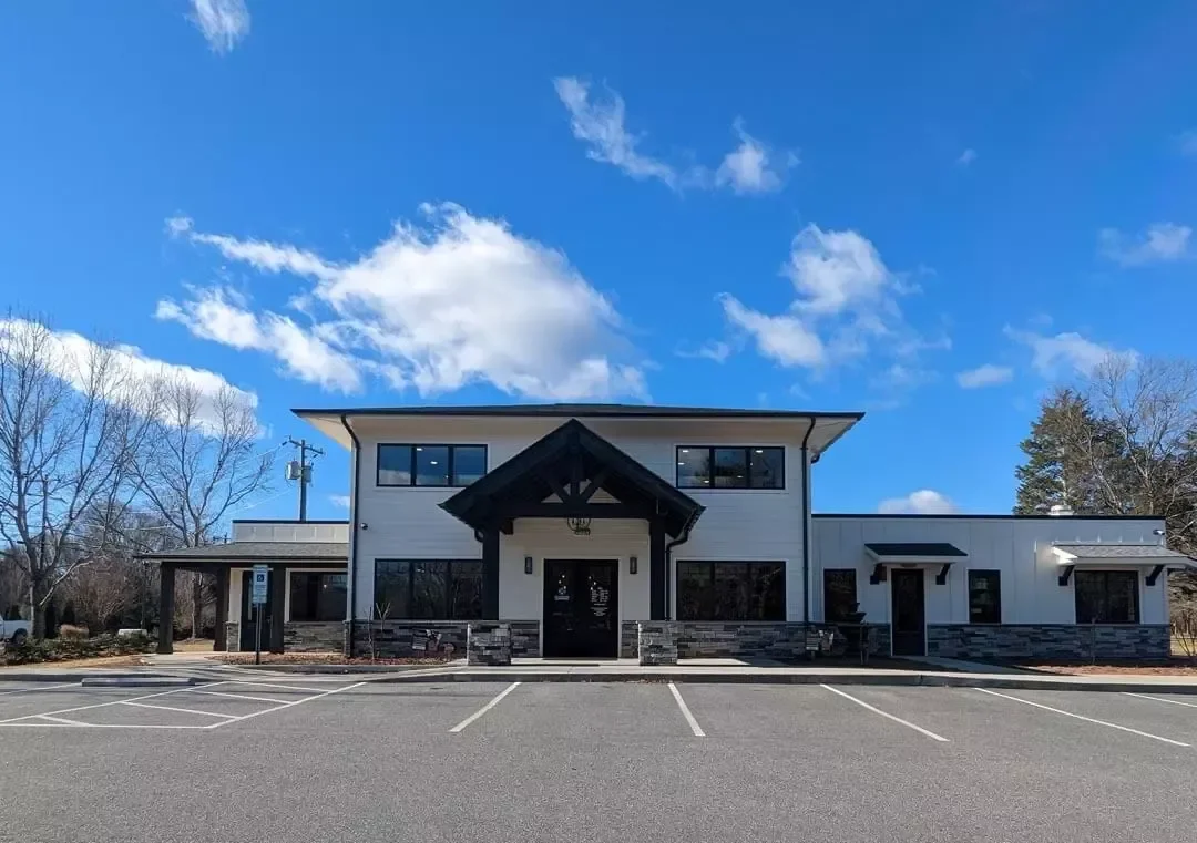 The exterior of Shallowford Animal Hospital, a pet-friendly service in Lewisville, NC.