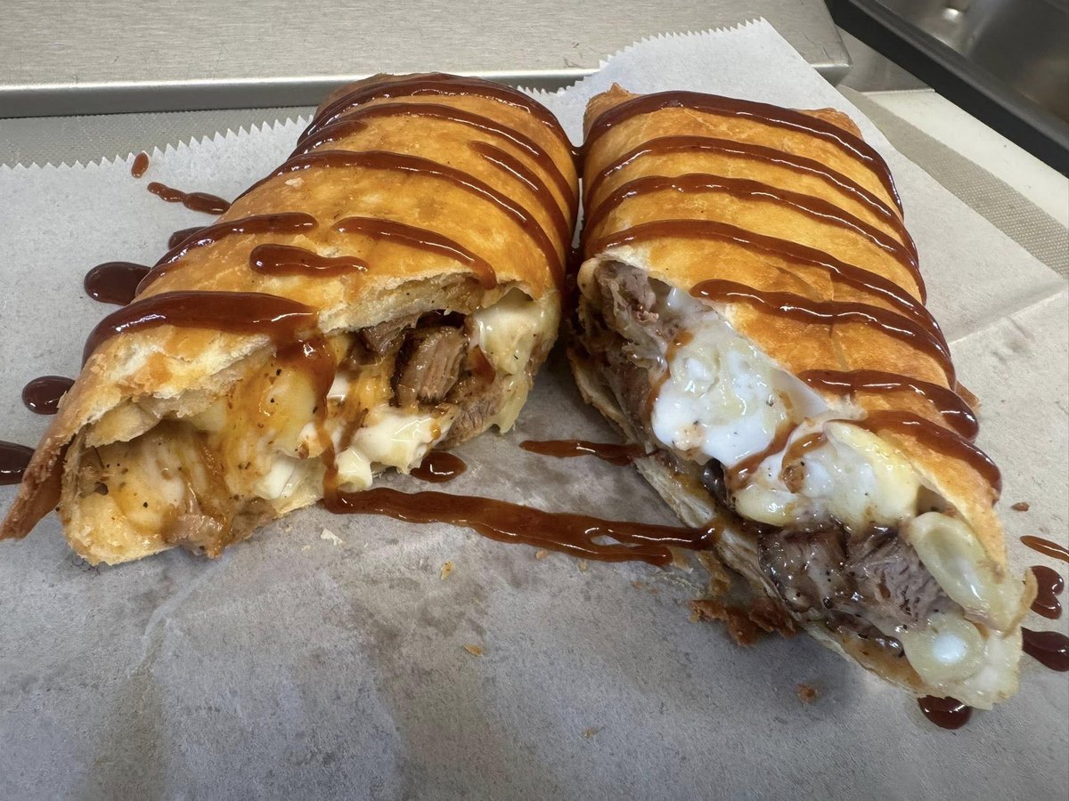 A savory fried egg roll from Dragon Pit, a dog-friendly eatery in Robbinsville, NC.