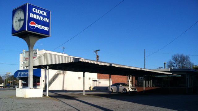 Picture of the entrance at Clock Drive-In, a pet-friendly American restaurant in Fountain Inn, SC.